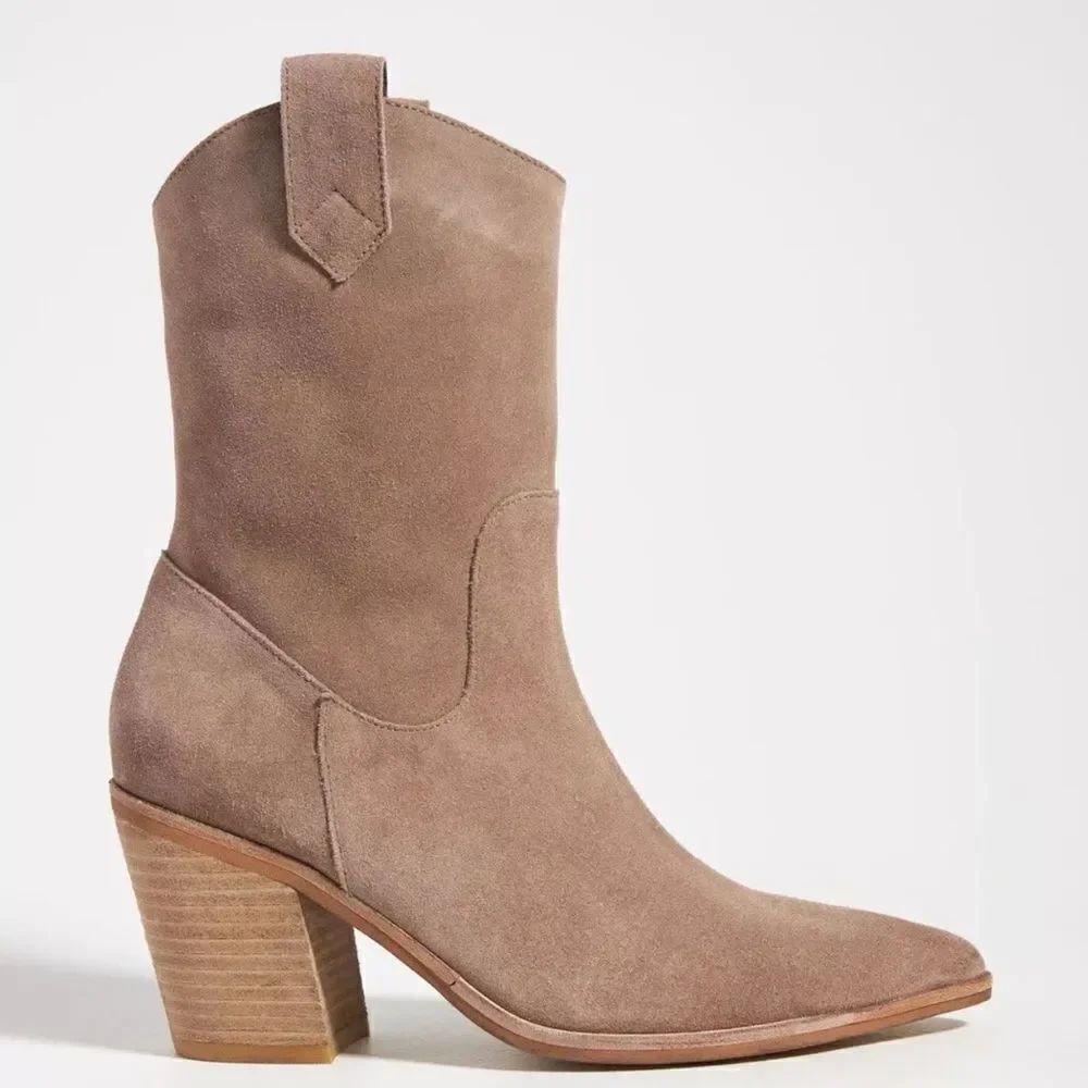 NEW Anthropologie Silent D Slouchy Western Boots In Taupe Sz 40
